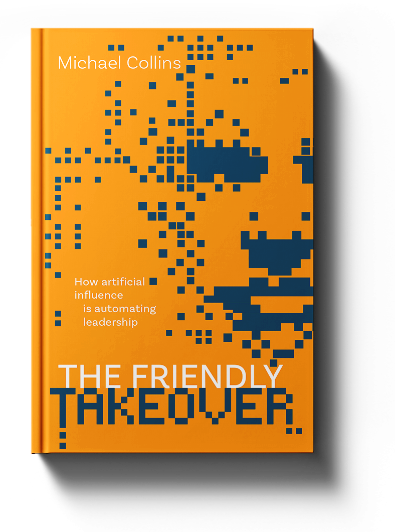 A 3D book mock-up of The Friendly Takeover by Michael Collins